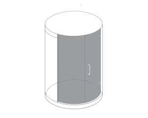 3D illustration of round glass shower enclosure