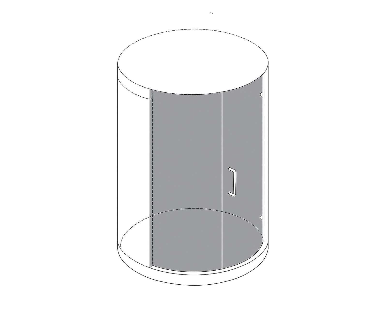3D illustration of round glass shower enclosure