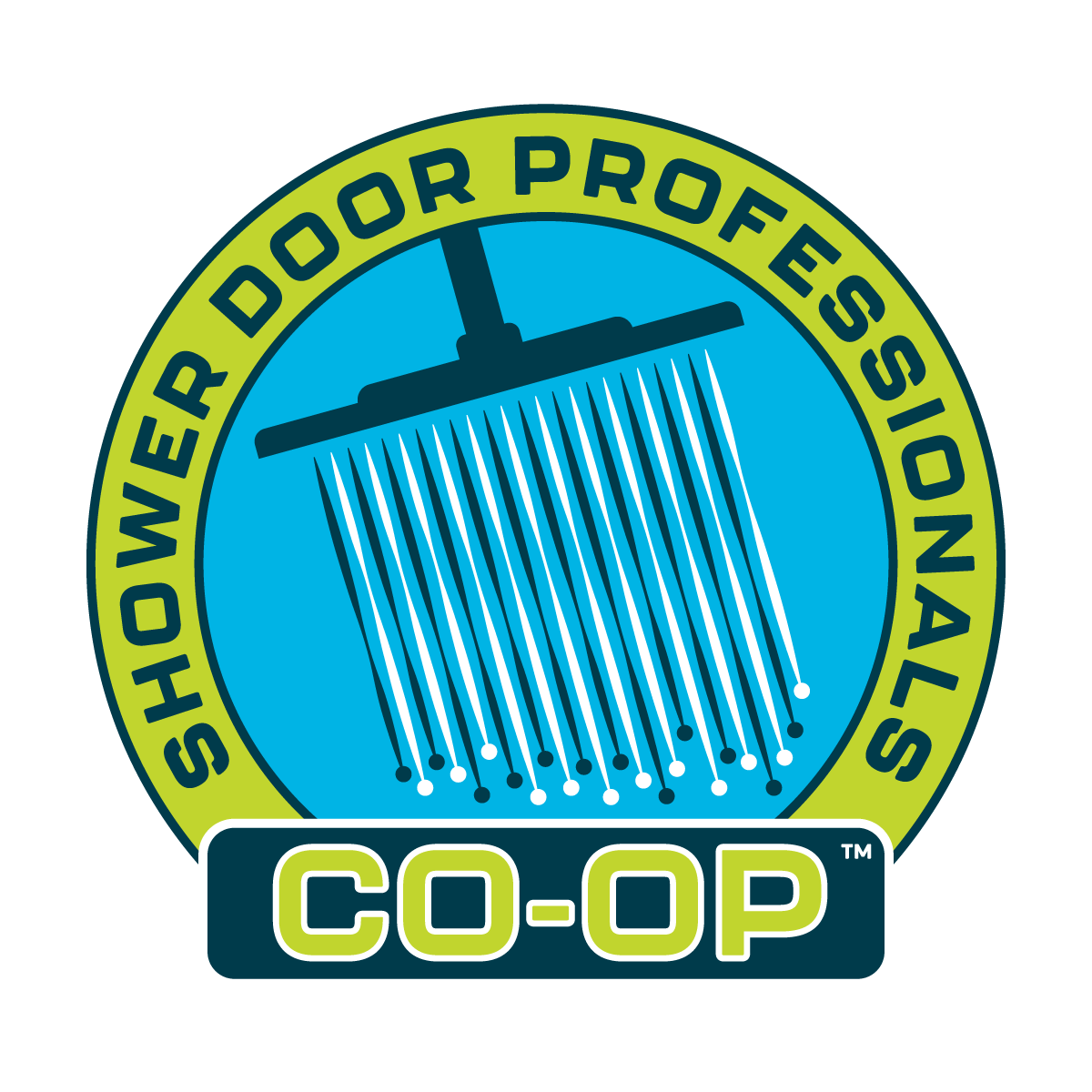 Shower Door Professionals Co-Op logo with showerhead.
